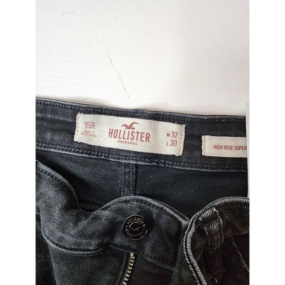 Hollister Black High Rise Skinny Distressed Jeans Size 15R - Picture 3 of 10